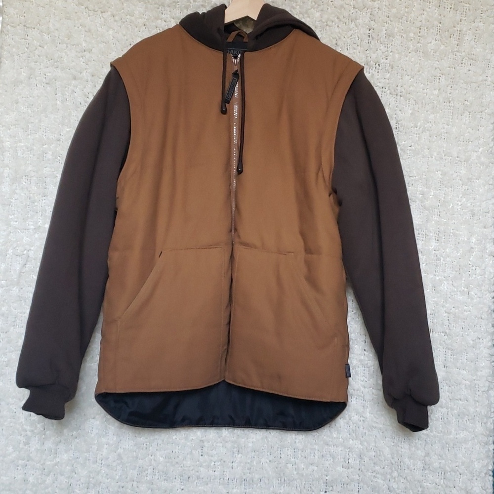 Dakota workrpro series men's cotton tan/brown jacket with removable sleeves